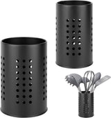 2 pieces - 18*12cm and 16.5*10cm - kitchen tool holder - stainless steel cutlery basket - tableware storage - drain rack - cutlery box - for organizing drawers and countertops - for kitchens - black