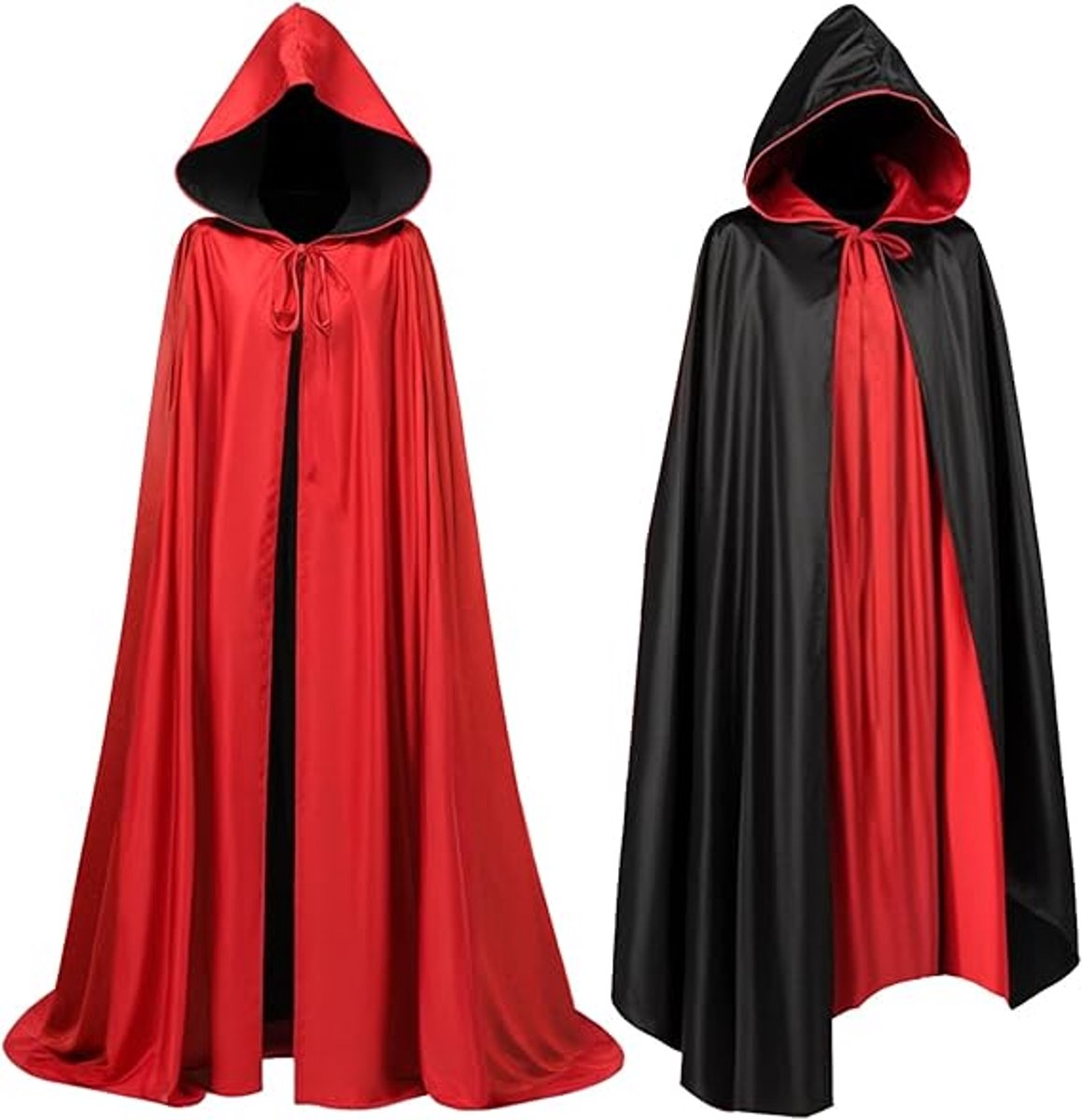 Red Halloween cape - alloween cosplay costume - Unisex reversible cape with hood - robe - Grim Reaper's Cape - vampire cape - Black and red double layer cape - long masquerade cape - Pirate cape - black and red witch cape