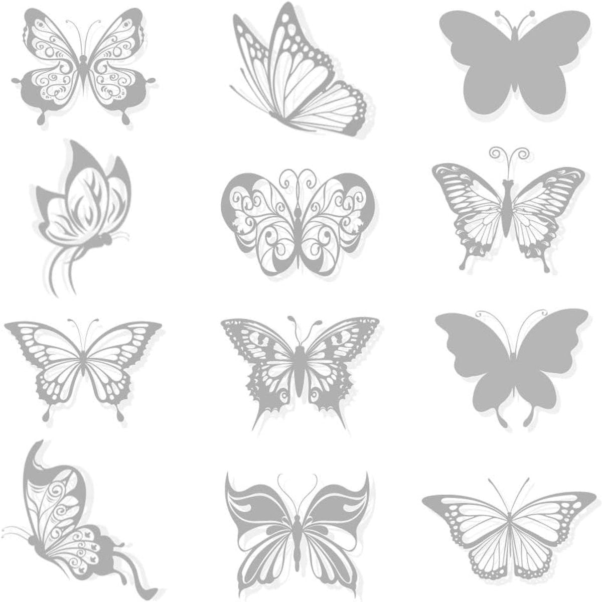 36 pieces - Anti-Collision Stickers - butterfly stickers - with anti-collision warning - transparent window stickers - prevention of collisions with people and birds - window stickers - window decoration