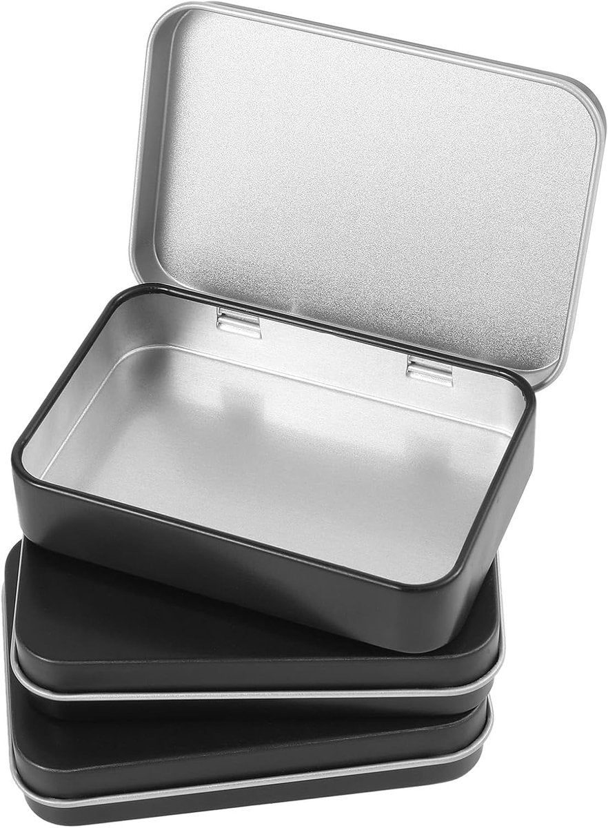 3 pieces - Iron box - Storage box - Portable box - storage box - jewelry box - metal hinged boxes - mini storage box with lids - for storing pins, candy, jewelry, craft supplies - 80*53*18mm - black