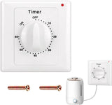 Countdown Switch - 60 minutes - Countdown timer switch - Mechanical countdown timer socket - time switch - timer light switch - with timer - timer socket - for bathroom extractor fan, garage, laundry room, storage room or spa - white