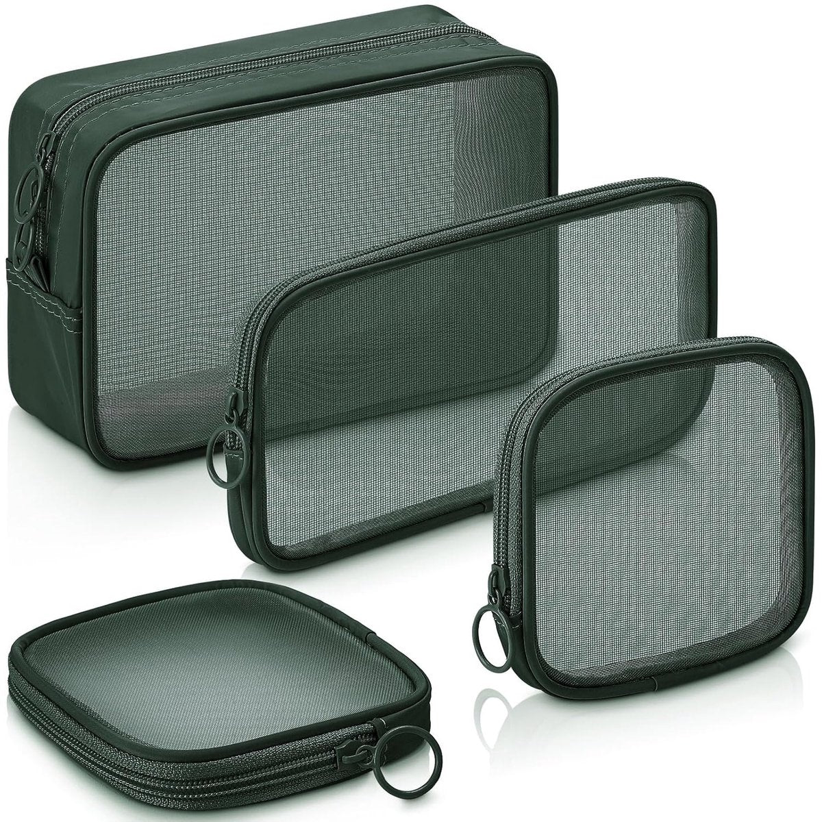 pieces - Cosmetic bag - Travel toiletry bag - Storage bag - mesh cosmetic bag - travel bag with zipper - mini makeup bag - for daily accessories - for travel and daily use - small, large, medium - olive green