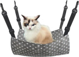 Cat Hammock - Hammock for cats - hanging pet bed - hammock for pets - with hooks - for Kittens, Puppies and Small Pets - Adjustable Straps - Pet Swing - cat bed - for cages and gardens - 53*35 cm - grey stars