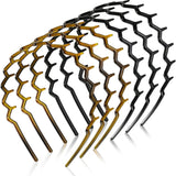 Pieces Zigzag Headbands - Women's Hairbands - for thick curly hair - plastic shark tooth combs - Hair Accessories - sawtooth headbands - plastic wavy tooth headbands - for men and women - black, brown