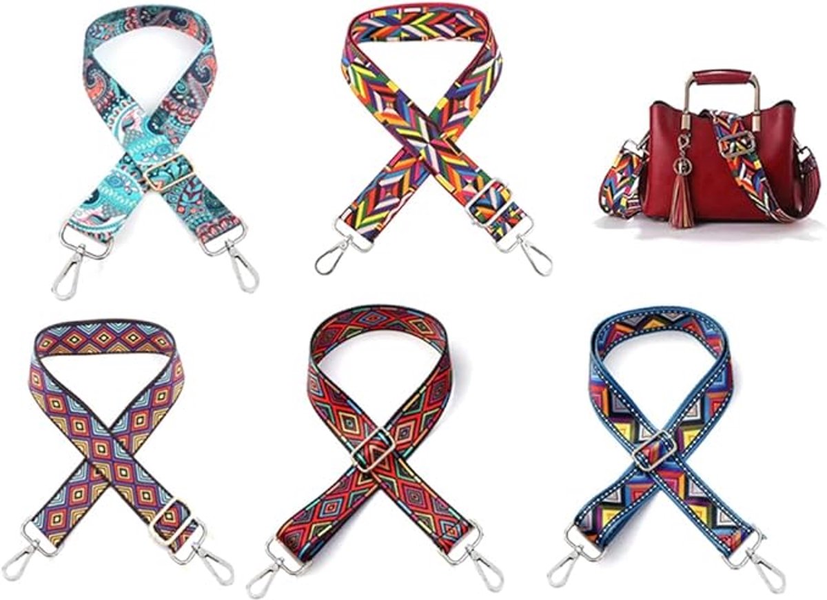 Bag Strap - 4-Piece Shoulder Strap - Adjustable Bag Strap - Bagstrap - Bag Strap - Colorful Ethnic Style Strap - shoulder strap for bag - Shoulder Strap - bag strap bag strap - Front Shoulder Strap Handbag Canvas Bags DIY Accessories Unisex