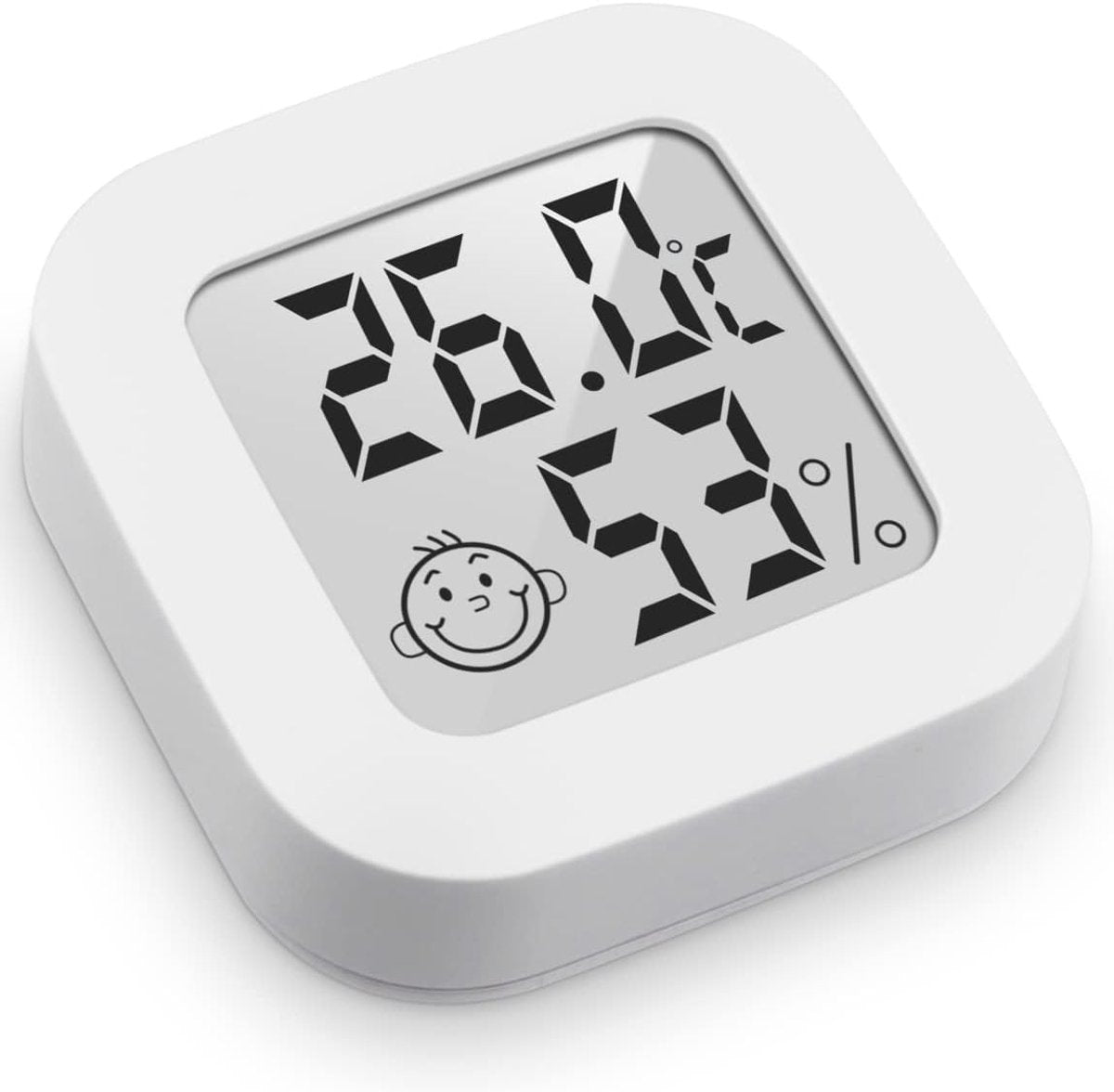 Mini digital indoor thermometer - Weather station - Thermometer - Highly accurate temperature monitor - Indoor thermometer - Hygrometer - Thermo-hygrometer - Comfort level indicator - White