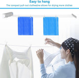 Extendable clothesline - Retractable clothesline - 5 lines of 3.75 m each - Roll-up clothesline - Clothesline - Wall clothesline - Foldable drying rack - Drying rack - Indoor drying rack - White