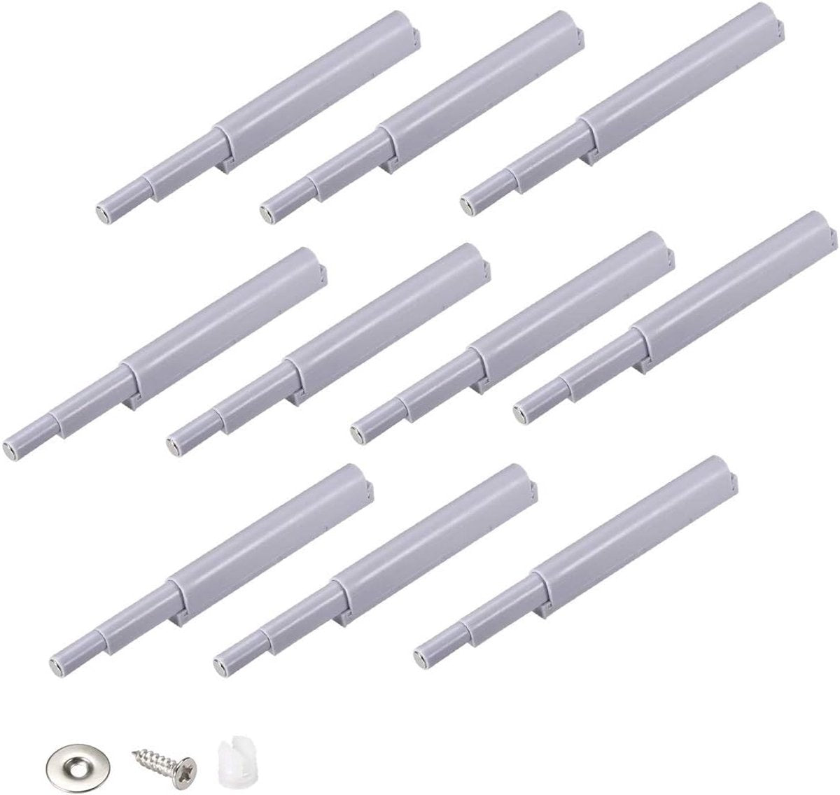 10 pieces - Door catch - Door damper - Door buffer - Door closer - Handleless - Buffer push catches - Automatic Push Door Openers - damper buffers - cabinet door damper - with accessories - for cabinet doors, kitchen cabinets, furniture and kitchen drawer