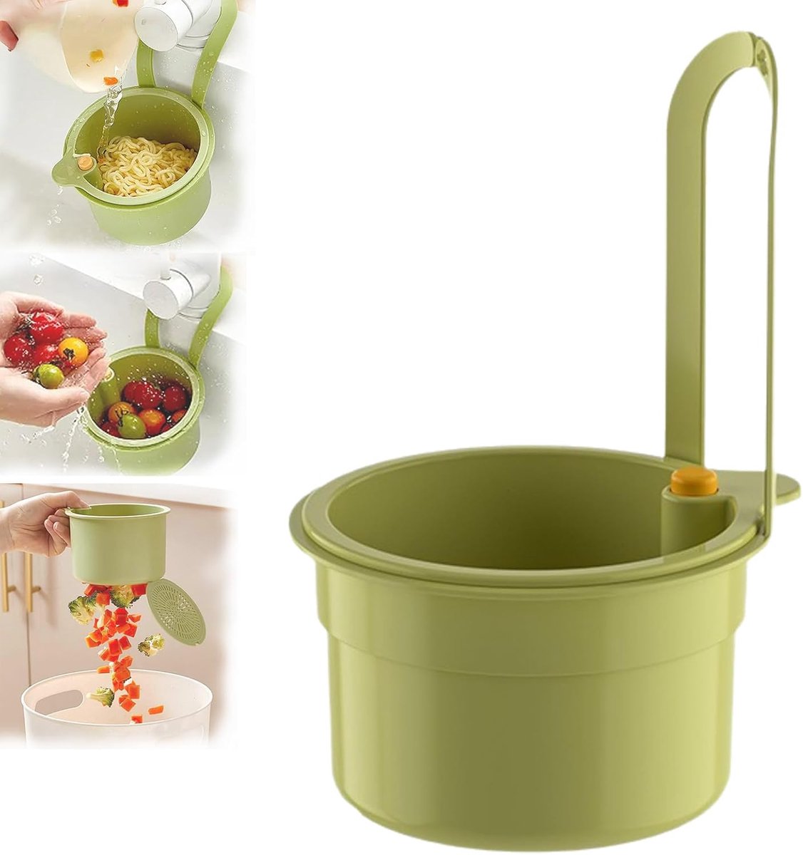 Drain Basket - Drain Filter - Sink Storage Holder - Faucet Hanging Strainer - Sink Drain Basket - Sink Strainer Basket - Sink Food Waste Collection Bin - Sink Trash Can - Plastic Kitchen Sink Strainer - Food Fruit Vegetable Drying Rack - Green