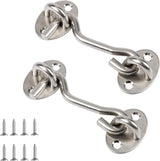 2 pieces - Wind hook - 3 inch - Wind hooks - Door hinges - Door bolt - Hinge - barn door hook - hook and eye bolt - cabin hooks and eye bolt - swivel window hook - door hooks - lock - for sliding door, bedroom, bathroom - 75*39 mm - silver