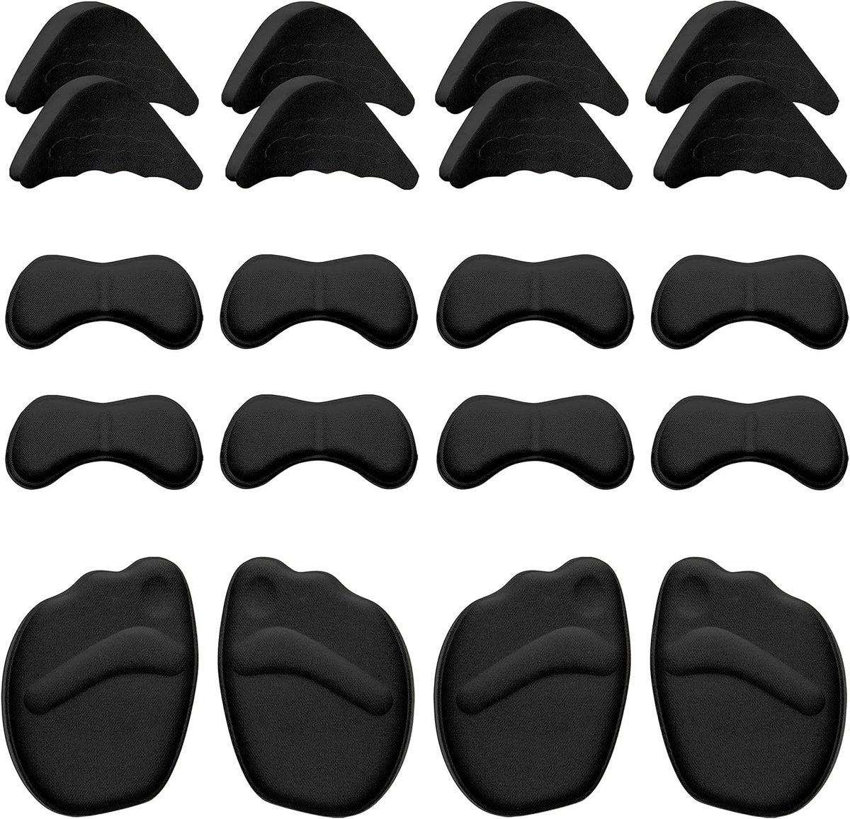 10 pairs - heel cushions - lining cushions - high heel insoles - insoles for loose shoes, metatarsals and adjustable toe fillers - insoles for oversized shoes - women's and men's - prevent heel pain and blisters - black