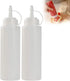 Dispensing bottle - 2 pieces - Squeeze bottle - 300 ml - sauce bottle - Squeeze Squirt Seasoning Bottles with Cap - sauce bottles - Transparent Plastic - for Ketchup Salad dressing Mustard Olive oil - Squeeze seasoning bottles - Garnish bottle - Transpare