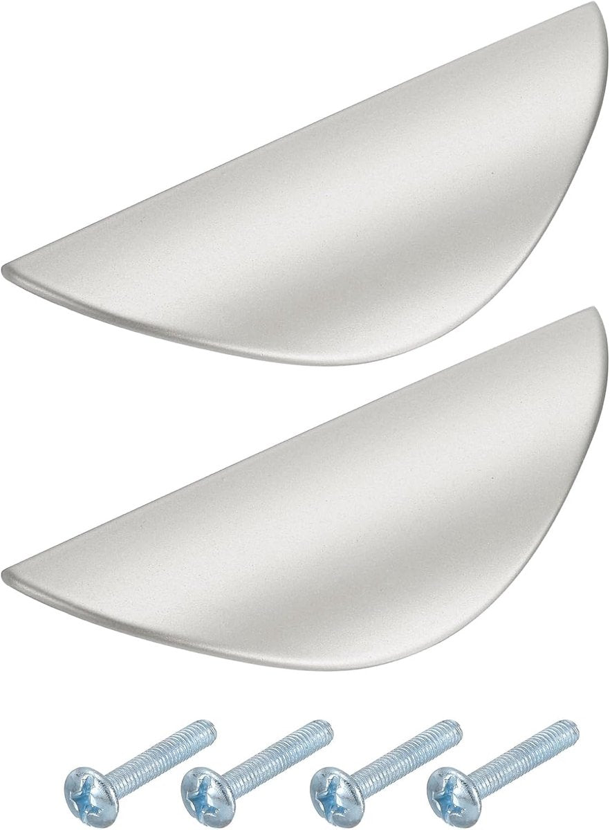 2 pieces - cabinet handles - door handle - half-moon cabinet handle - hole spacing 32 mm - drawer handles - concealed zinc alloy handles - zinc alloy cabinet handles - furniture accessories - with screws - for kitchen cabinet, chest of drawers, hardware -