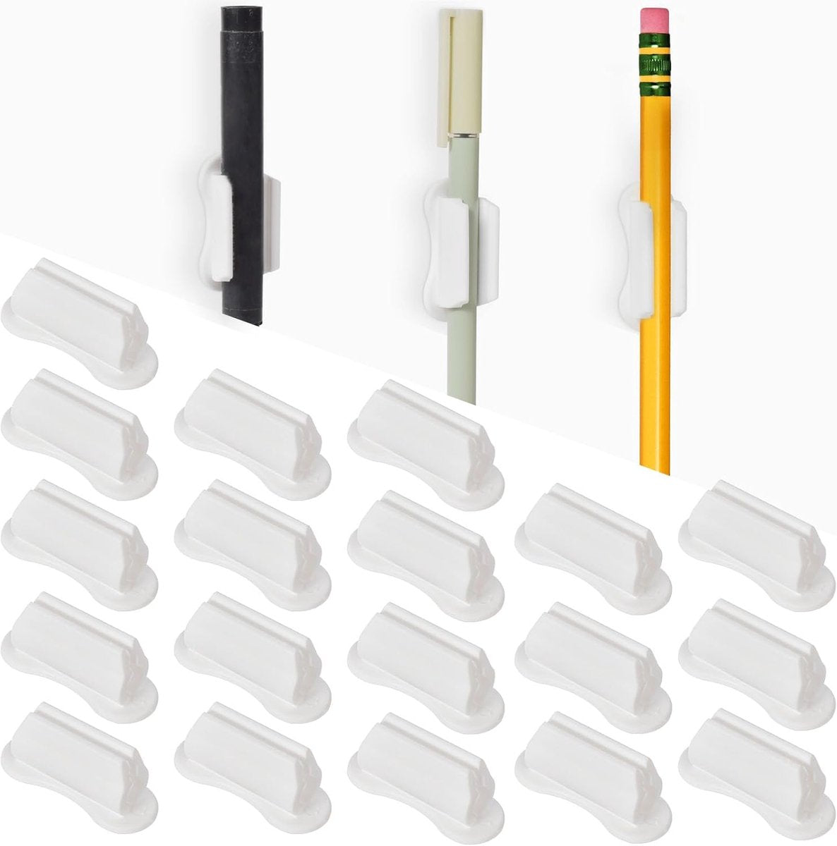 22 pieces - pen holder - pen holder for desk - self-adhesive silicone pen holder - for clipboard mounting in classroom - highlighter holder - pencil holder - for desk, classroom, office accessories - white - 2*4.7 cm