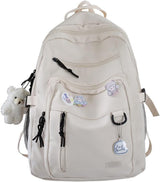 backpack - backpack for girl - Waterproof Girl Backpack - School backpack - boys' backpack - women's backpack - lightweight school bag - School bag - Girls' School Student School Bag - Backpacks - Teenagers - Large capacity school backpacks - White