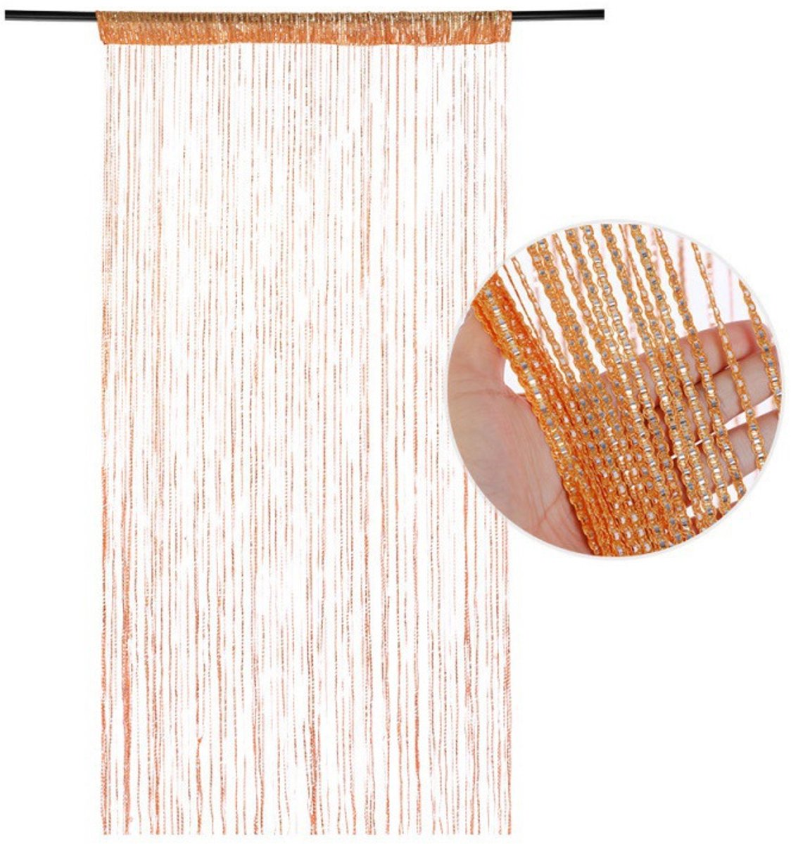 99*199 cm - Fly curtain - Screen door - Door curtain - Window decoration - Bead curtain - crystal bead coded door curtain - with tassels - wardrobe curtain - door cord - curtains - mosquito net - for doorway, interior decoration - orange color