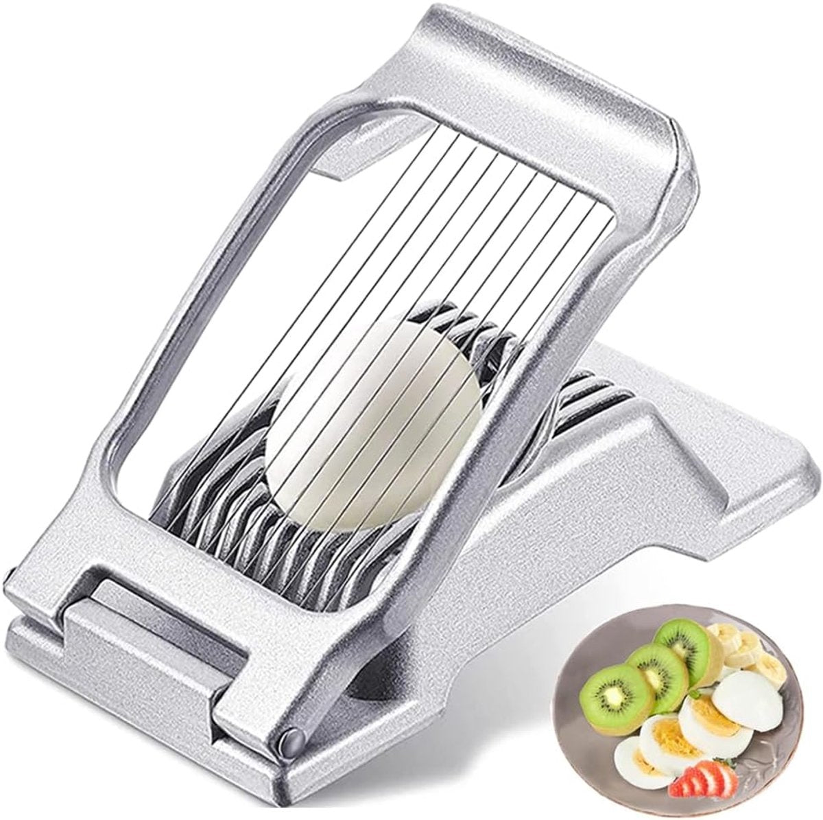 Aluminum Alloy Egg Slicer - Egg Slicer - Hard-Boiled Egg Slicer - Mushroom Slicer - Professional Egg Slicer - Multifunctional Egg Slicer - Round and Oval Slice Egg Slicer - For slicing eggs, bananas, and strawberries - Silver