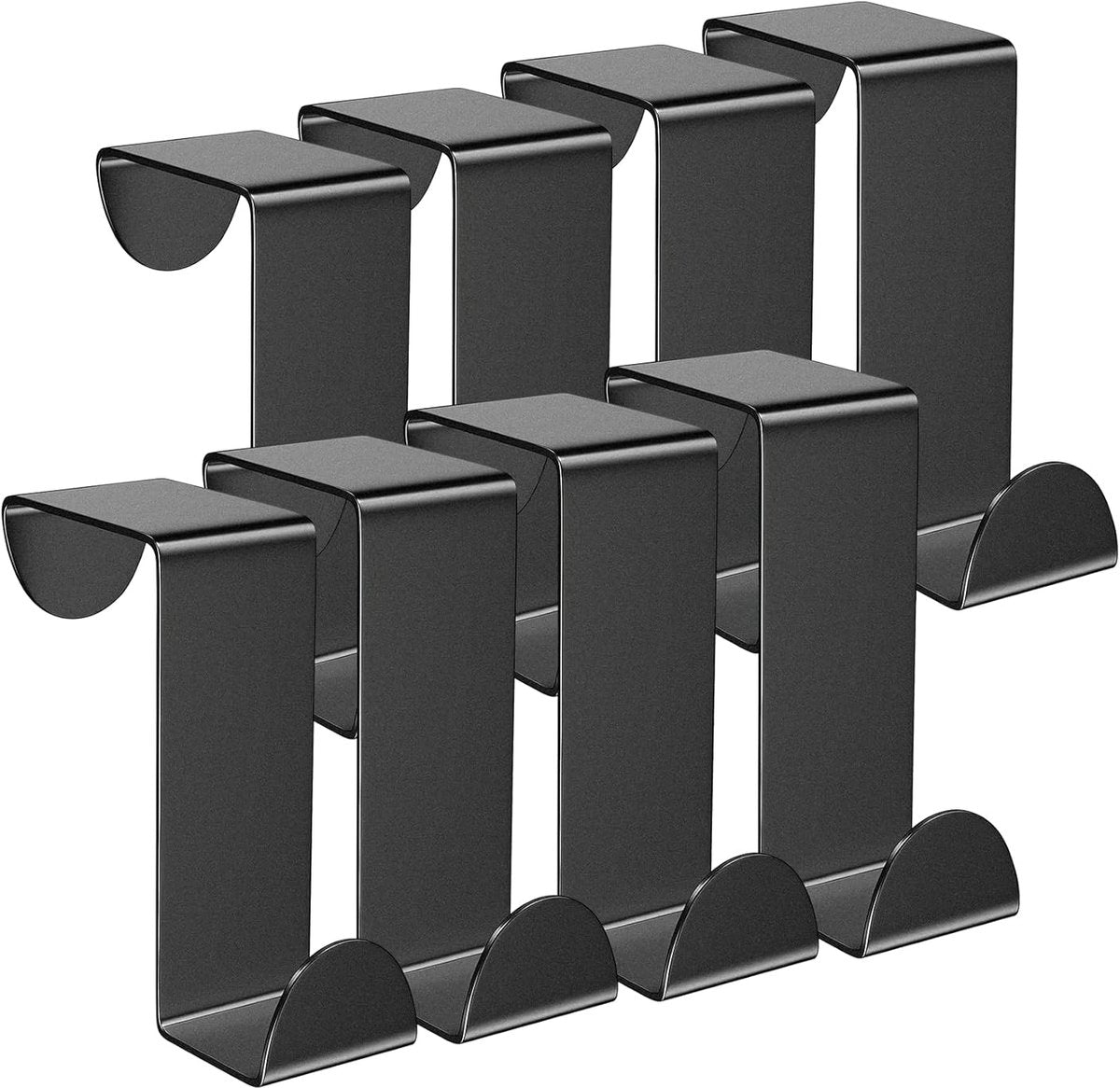 8 Pieces Door Coat Rack - Door Hook - Steel Stainless Steel Door Coat Rack - Kitchen Cabinet / Door Coat Hooks - Hanging Hooks - Kitchen Towel Hook - Door Coat Rack - Door Hooks - For Standard Door, Drawer, Cabinet - For Kitchen Bathroom Bedroom - Black