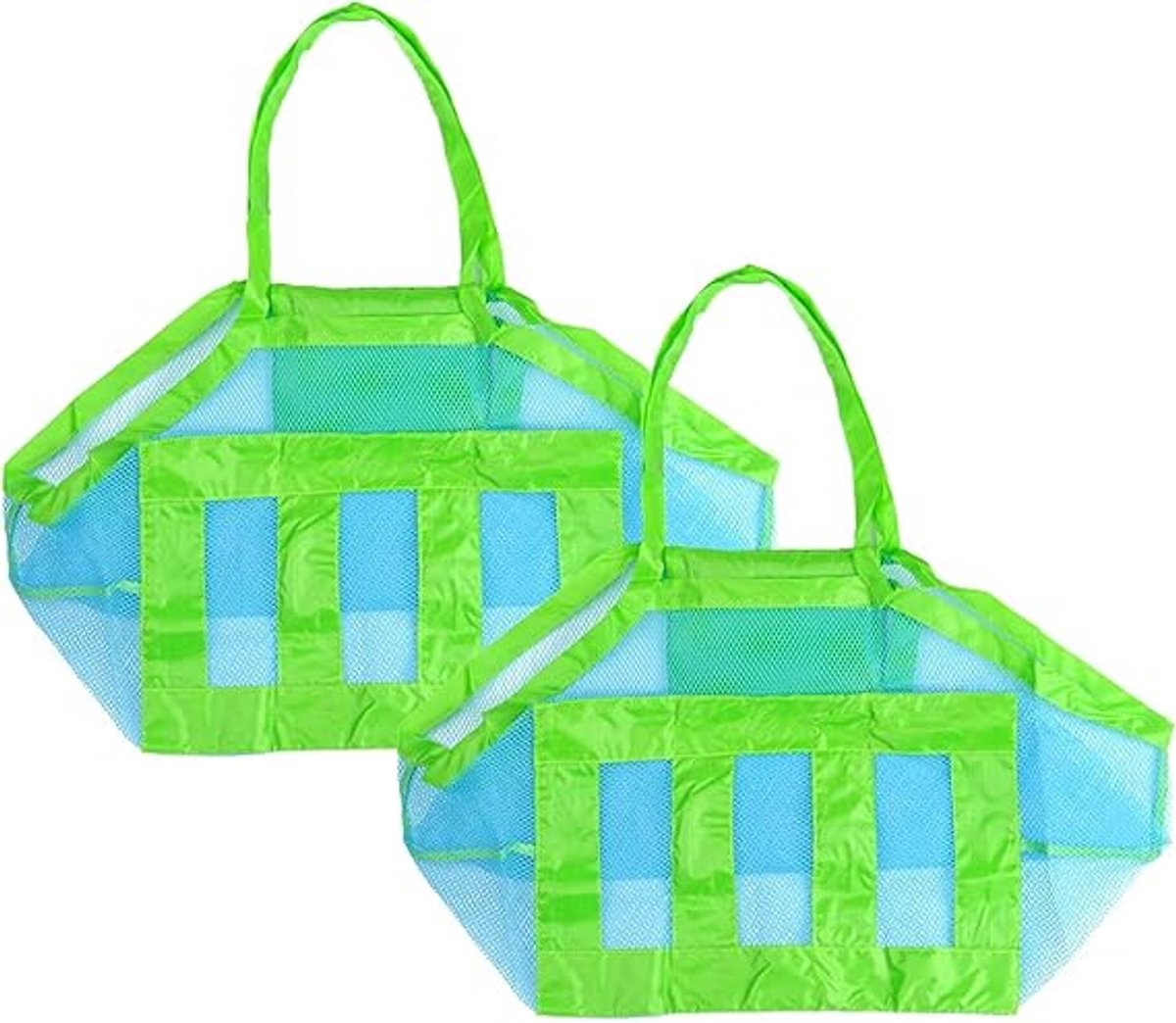2 pieces - beach bag - 45*45*30 cm - mesh beach bag - lightweight beach bag - foldable storage bag - suitable for children's beach trips, toys, towels and beach shoes - green