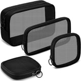 4 pieces - Cosmetic bag - Travel toiletry bag - Storage bag - mesh cosmetic bag - travel bag with zipper - mini makeup bag - for daily accessories - for travel and daily use - small, large, medium - black