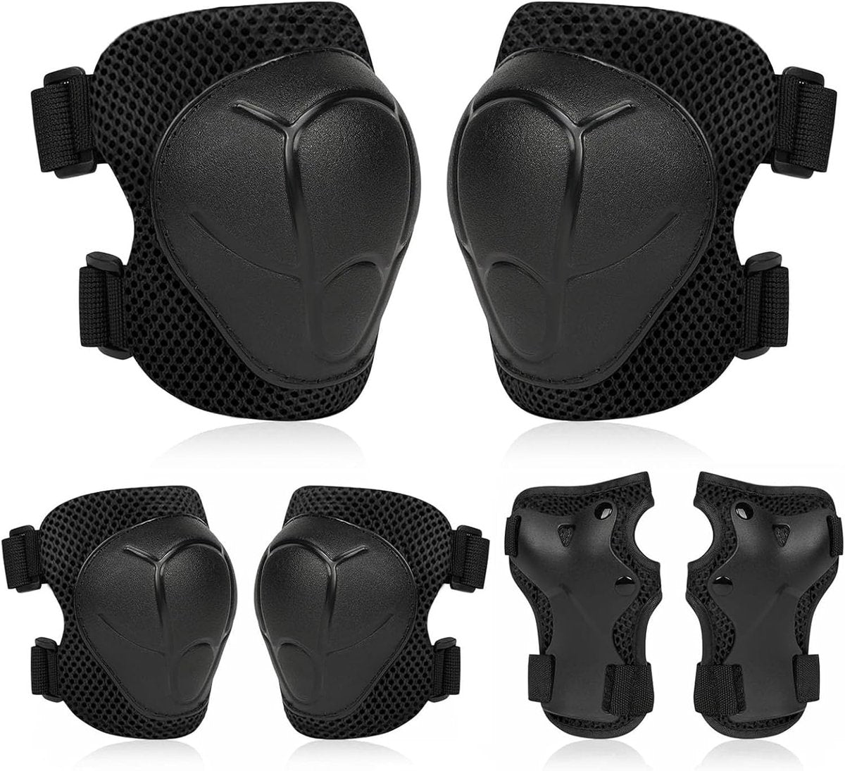 Kids Skate Protection Set - Protective covers for children's roller skates - Skate protection - Protection set for roller skates - Knee pads for children - Includes knee pads, elbow pads and wrist pads - knee pad set - Black