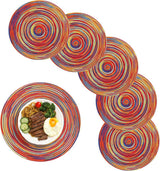 6 pieces - Table mats - Placemats - Round placemats - washable cotton placemats - round braided placemats - Round table mats - Woven placemats - Round placemats - rainbow - 38*38 cm