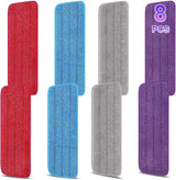 8 Pack 16.5 inch reusable mop pads Microfiber spray mop replacement heads - mop head replacement Suitable for wet/dry mopping compatible with Bona floor care system (4 colors of mops)