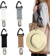 4 Travel Hat Clips - Dust Clips - Hands-Free Hat Holder - Outdoor Bag Accessories - Elastic Hat Clip - For Travel Bags, Backpacks, Wallets, Luggage Bags - Prevent Loss