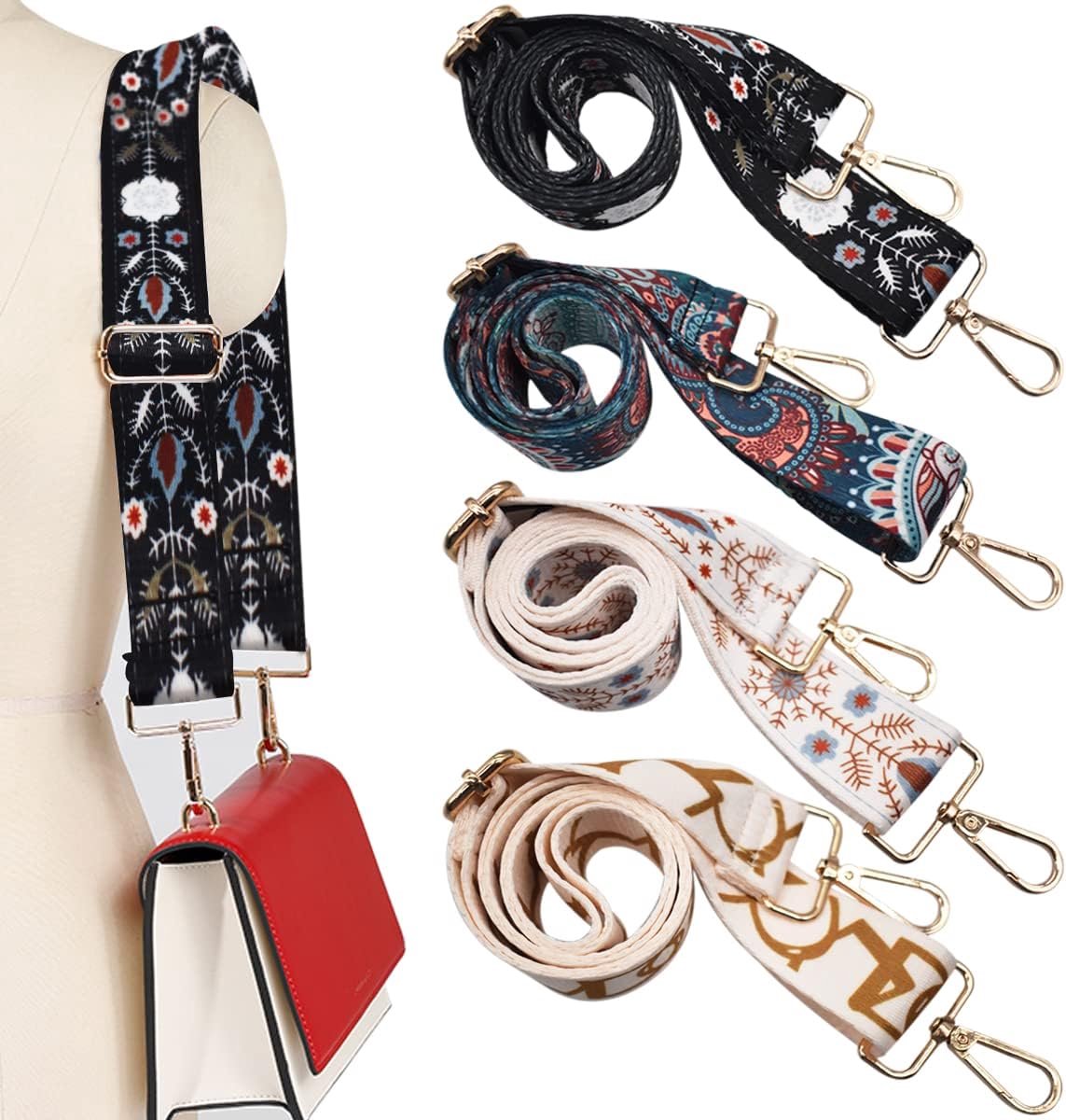 Bag Strap - 4-Piece Shoulder Strap - Bagstrap - Adjustable Bag Strap - Bag Strap - Unisex Bag Strap - shoulder strap for bag - Shoulder Strap - bag strap bag strap - Silver Buckle - For Shoulder Strap Handbag Canvas Bags DIY Accessories Unisex
