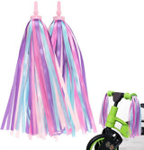 Purple bicycle streamers with flowing ribbons