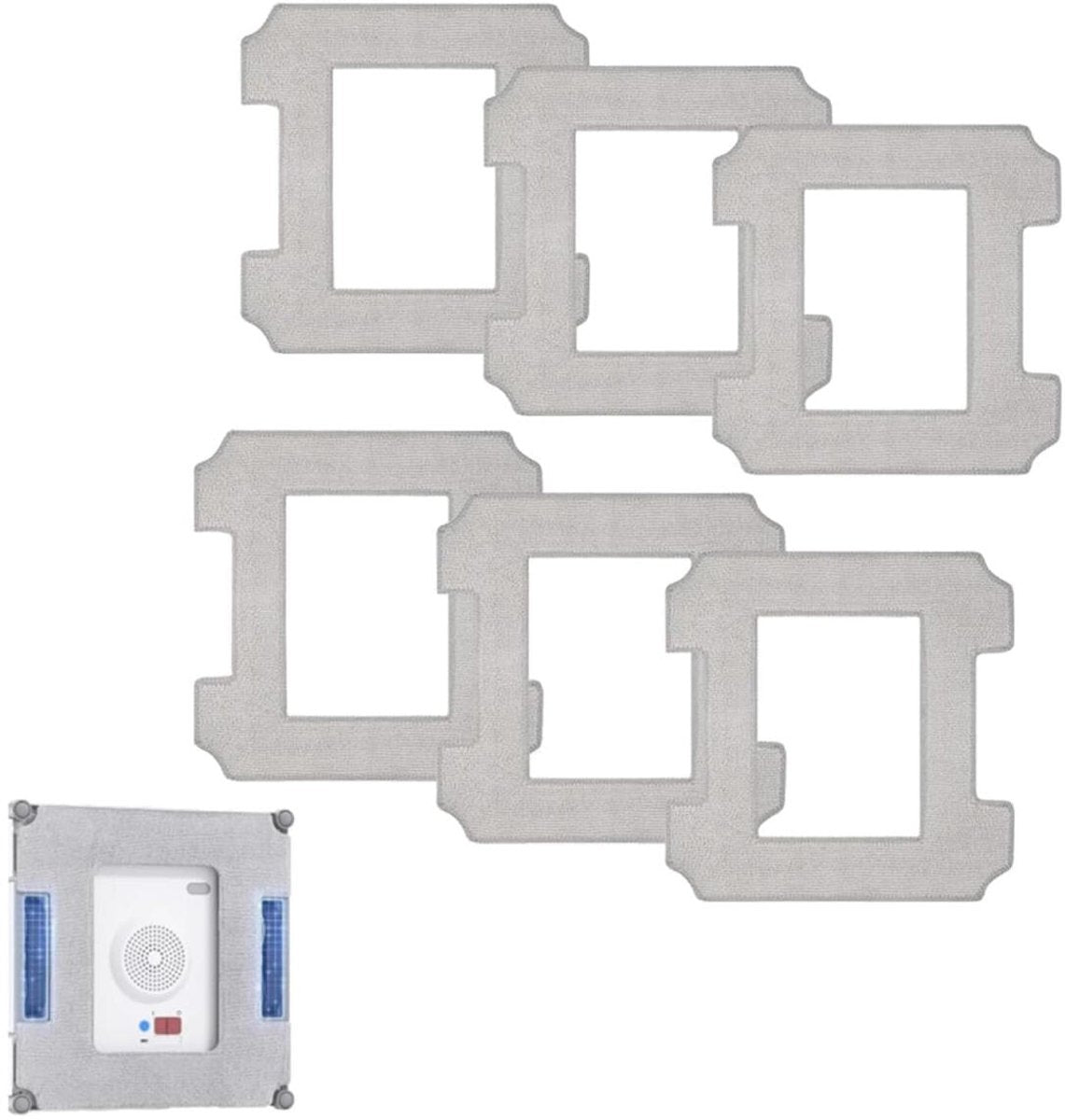 6 pieces - Microfiber cloths - Replacement mop cloths - Suitable for Ecovacs Winbot W1 / W1 Pro / W2 / W2 Omni - Mop cloths - Robot cleaning accessories - Cleaning cloths - Washable Microfiber Cloths - reusable - 255*255 mm - grey
