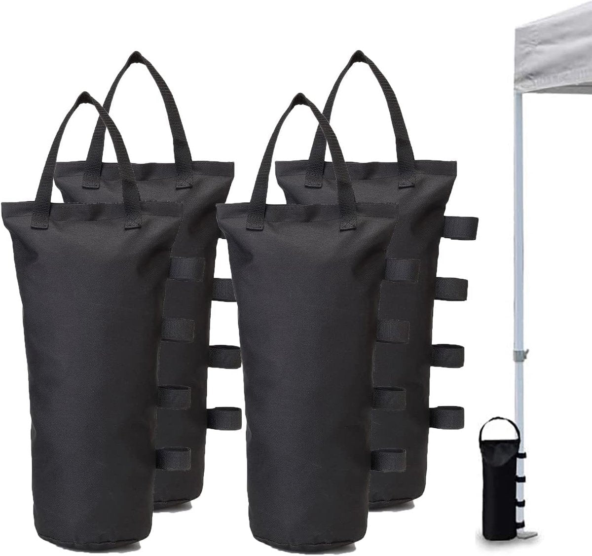 4 pieces - Sandbags - Weight bag - Ballast bags - Gazebo Weights - Ballast bags - cylindrical sandbags - solid windproof sandbag - canopy gazebo weights - for pop-up tent, canopy or parasol - Ø15*50 cm - black - (without sand)