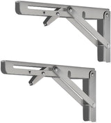 2 pieces - Stainless steel foldable shelf brackets - Support frame - Robust stainless steel foldable shelf brackets for work tables - Space-saving - DIY brackets - 25 cm/10 inches