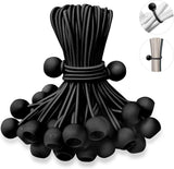 50 pieces - 6 inch - Elastic rope - Elastic cord - Tensioning elastic - tension cord - ball bungee cords - with balls - reusable - for golf nets, soccer goals, camping, tent poles, tubing - black - 150*22 mm