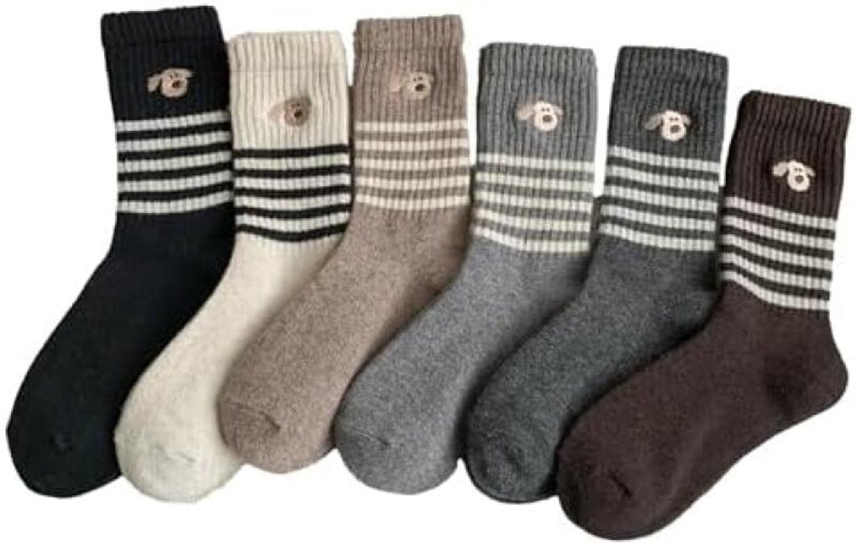 House socks - 5 Pairs - Winter socks - Home socks - House socks for Women and Men - puppy motif - Heated socks - Thick socks - cute soft socks - comfortable, warm and thick socks