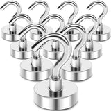 magnetic hook - 10 pieces for more than 5 kg - super strong pulling force - magnet with hook - heavy magnetic hook for hanging, kitchen - silver