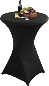1 Piece High Tablecloth - High Table Skirt - 80 x 110 cm - Extendable High Tablecloth - Stretch High Table Cover - Round High Tablecloth - High Table Party Table Table Skirt - High Table - for restaurant, bar, cocktail table, wedding banquet table - Black