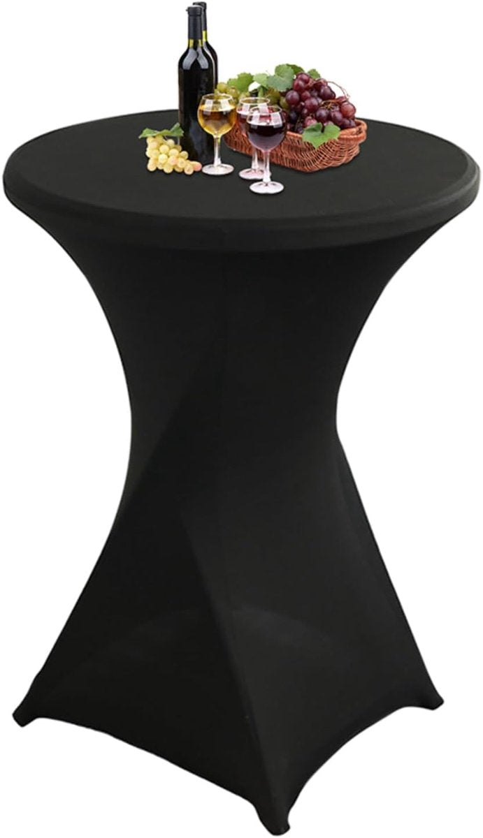 1 Piece High Tablecloth - High Table Skirt - 80 x 110 cm - Extendable High Tablecloth - Stretch High Table Cover - Round High Tablecloth - High Table Party Table Table Skirt - High Table - for restaurant, bar, cocktail table, wedding banquet table - Black