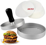Hamburger press - with 100 non-stick sheets - 12*12*7.5 cm - Burger Press - Burger makers - non-stick meat burger maker - Hamburger mold - Meat press - Cooking utensils - kitchen tools - for BBQ, baking, stuffed hamburgers, beef burgers