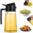 2-in-1 - Oil spray bottle - olive oil dispenser bottle - 470 ml - Olive oil sprayer - oil container - oil bottle - oil spray bottle - oil dispenser - oil atomizer - glass oil spray - kitchen utensil - spray and pour - for kitchen, BBQ, barbecue - black