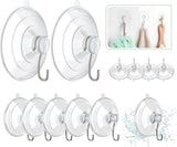 Suction Cup Hooks (12 Pieces) - Suction Cup Hooks - 1.77 Inch Clear Suction Cups - up to 3kg - with Metal Hooks - Threaded - Brute Strength - suction cup hooks - for Kitchen Bathroom Shower Wall Window Door - hanging hooks - suction cups sun protection - 