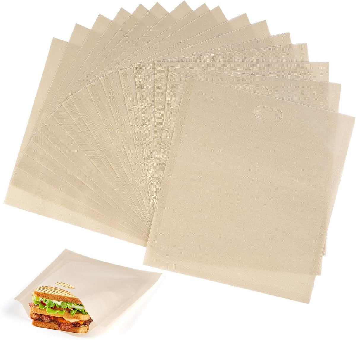 Sandwich Bag - 16 Pieces Sandwich Bags - Reusable Bread Bags - Food Storage Bread Bags - Breakfast Bag - Microwave Safe - Heat-Resistant Non-Stick Coating - For Toaster, Microwave - for Grill Cheese Sandwich Toast Panini Snacks