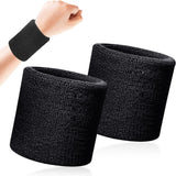 Sports wristband - 2 pieces Sweatbands - Sweatbands - Wrist - Wristbands - Wristbands - wrist headband - sports wristband - sports soft cotton wrist headband - absorbent terry cloth cuff - for gym tennis running basketball - Black