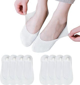 8 Pairs - Socks - Invisible Socks for Women - No Show Socks for Women for Flat Shoes - Anti-Slip - Invisible - Ultra Low Lining Socks - Hidden Thin Socks - Silicone Foot Protector - White