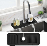 14" Drain Mat - Sink Mat - Faucet Mat - Kitchen Drying Mat - Splash Guard - Non-Slip - Kitchen Sink Protector - Silicone Short Drain Mat - for the sink, for kitchen utensils, cups, fruit and vegetables - Black