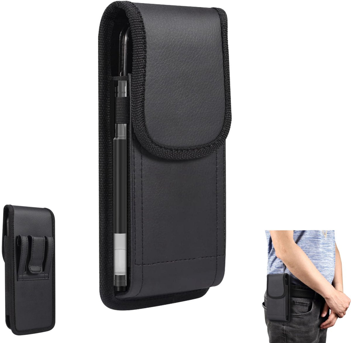1 piece - 16.3*1.8*8.3 cm - Phone Bag - Phone Holster Bag - Waist Bag - Phone Holder for Belt Clip - Vertical Clip Holster - Men's Belt Phone Holder - Belt Clip - for 6.2-6.5 inch mobile phones - black