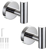 2 pieces - Towel hook - Hanging hooks - Hanging hooks - Bathroom towel hooks - Key hook - Clothes hook - Hat hook - Wall hooks - stainless steel hook - with screws - for bathroom, kitchen, garage, home, hotel, office - 5.5*6 cm - silver