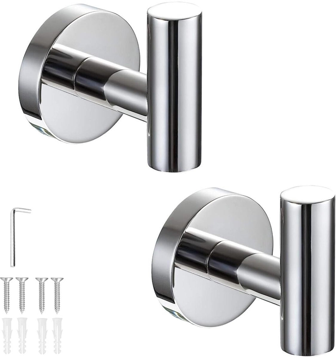 2 pieces - Towel hook - Hanging hooks - Hanging hooks - Bathroom towel hooks - Key hook - Clothes hook - Hat hook - Wall hooks - stainless steel hook - with screws - for bathroom, kitchen, garage, home, hotel, office - 5.5*6 cm - silver