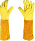 Gardening Gloves - 1 pair - Women/Men - Thorn-Resistant Cowhide Leather rose/blackberry pruning - thorn- and cut-resistant gardening gloves with long leather - Long Forearm Protection - Glove - heavy duty glove - Yellow