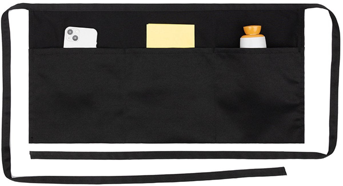 Waiter Apron - Kitchen Apron with 3 Pockets - Waterproof Bar Apron - Waterproof and Oil-Repellent - Restaurant Unisex Half Aprons - Waitress Apron - Black Server Aprons - Waiter Short Half Waist Server Apron - Aprons